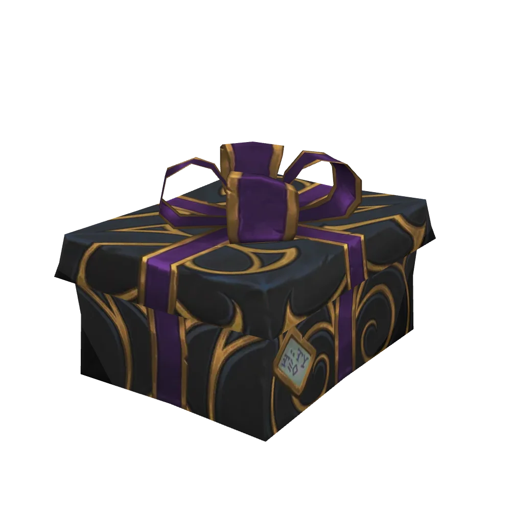 Black and Gold Present with Purple Bow