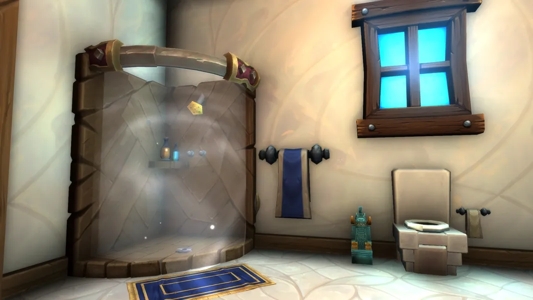 A funky shower and unique toilet!
