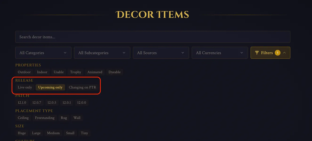 You can now filter by current & upcoming